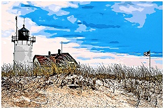 Race Point Lighthouse on Cape Cod Seashore - Digital Painting